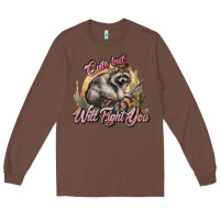 Chestnut cute but will fight you racoon western Long Sleeve Tee - NancyCooperArtShop