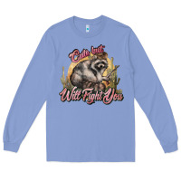 Colony Blue cute but will fight you racoon western Long Sleeve Tee - NancyCooperArtShop