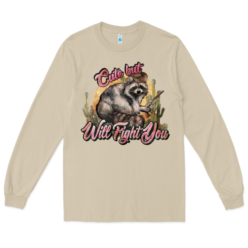 Cute But Will Fight You Racoon Western Long Sleeve Tee by NancyCooperArtShop | Teevron