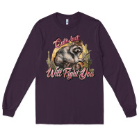 Plum cute but will fight you racoon western Long Sleeve Tee - NancyCooperArtShop