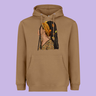 Fall Afro Woman Heavyweight Hoodie Designed By Nancycooperartshop
