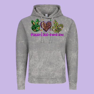 Peace Love Mardi Gras Vintage Hoodie Designed By Barkaloodesign