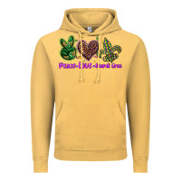 Vintage Mustard peace love mardi gras Vintage Hoodie - BarkalooDesign