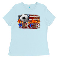 Western American Flag Soccer Ladies Tee | Teevron