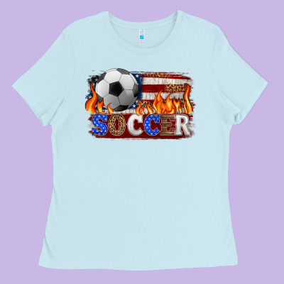 Western American Flag Soccer Ladies Tee Designed By Hra Design Shop