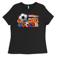 Black western american flag soccer Ladies Tee - HRA Design Shop