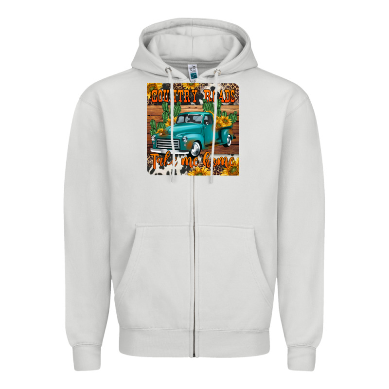 Country Roads Take Me Home Truck Coaster Zipper Hoodie by Jasminsmagicworld | Teevron