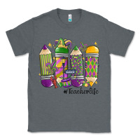 Charcoal Heather mardi gras teacher life Classic Tee - MaliasSmallBusiness