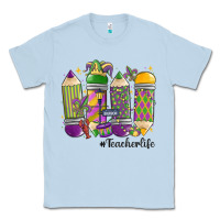 Dusty Blue mardi gras teacher life Classic Tee - MaliasSmallBusiness