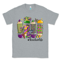 Heather Grey mardi gras teacher life Classic Tee - MaliasSmallBusiness