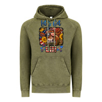 Vintage Olive let's get lit 4th of july cow Vintage Hoodie - LillyAllenDesigns