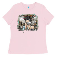 Bubblegum Pink stay focused Ladies Tee - SublimationCraftShop