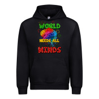 Black The world needs all kinds of minds Urban Hoodie - FaDigitalArtStudio