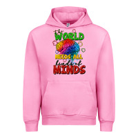 Fuchsia Pink The world needs all kinds of minds Urban Hoodie - FaDigitalArtStudio