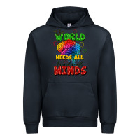 Navy The world needs all kinds of minds Urban Hoodie - FaDigitalArtStudio