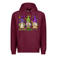 Burgundy Mardi Gras crew with gnomies Premium Hoodie - HowdyJamesFarm