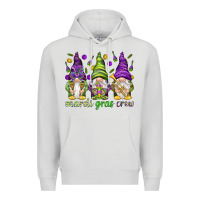Dove Grey Mardi Gras crew with gnomies Premium Hoodie - HowdyJamesFarm
