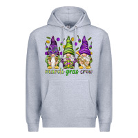 Heather Grey Mardi Gras crew with gnomies Premium Hoodie - HowdyJamesFarm