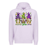 Lilac Mardi Gras crew with gnomies Premium Hoodie - HowdyJamesFarm