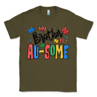 Army Green my brother is ausome autism Classic Tee - MaliasSmallBusiness