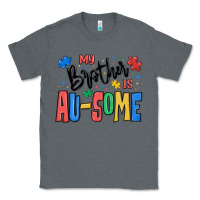 Charcoal Heather my brother is ausome autism Classic Tee - MaliasSmallBusiness