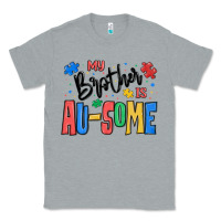 Heather Grey my brother is ausome autism Classic Tee - MaliasSmallBusiness