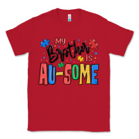 Red my brother is ausome autism Classic Tee - MaliasSmallBusiness