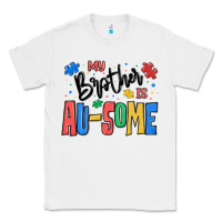 White my brother is ausome autism Classic Tee - MaliasSmallBusiness