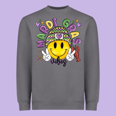 Mardi Gras Vibes Heavyweight Sweatshirt Designed By Maliassmallbusiness
