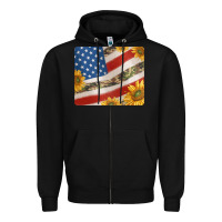 American Flag Sunflowers And Canouflage Print Veteran Mousepad Zipper Hoodie | Teevron