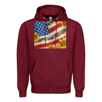 Burgundy american flag sunflowers and canouflage print veteran mousepad Zipper Hoodie - Jasminsmagicworld