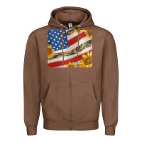 Chestnut american flag sunflowers and canouflage print veteran mousepad Zipper Hoodie - Jasminsmagicworld
