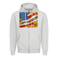 Dove Grey american flag sunflowers and canouflage print veteran mousepad Zipper Hoodie - Jasminsmagicworld
