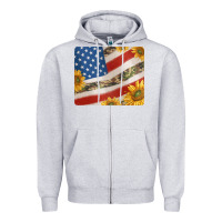 Heather Grey american flag sunflowers and canouflage print veteran mousepad Zipper Hoodie - Jasminsmagicworld