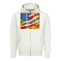 Oatmeal Heather american flag sunflowers and canouflage print veteran mousepad Zipper Hoodie - Jasminsmagicworld