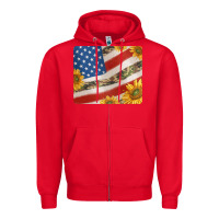 Red american flag sunflowers and canouflage print veteran mousepad Zipper Hoodie - Jasminsmagicworld