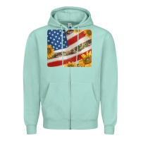 Seafoam american flag sunflowers and canouflage print veteran mousepad Zipper Hoodie - Jasminsmagicworld