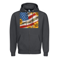 Smoke american flag sunflowers and canouflage print veteran mousepad Zipper Hoodie - Jasminsmagicworld