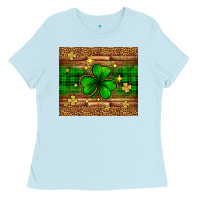 Baby Blue St. Patrick's Day shamrock leopard Ladies Tee - Neo Western
