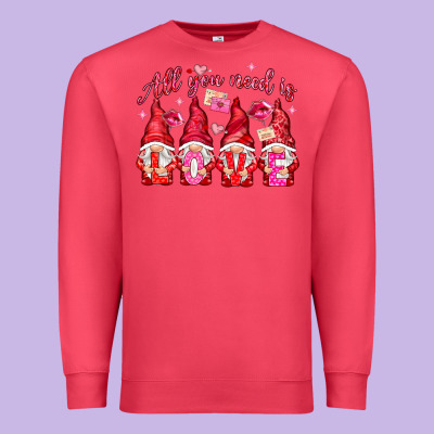 All You Need Is Love Gnomies Valentine's Day Premium Sweatshirt Designed By Howdyjamesfarm