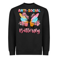 Black anti social butterfly Heavyweight Sweatshirt - MaliasSmallBusiness