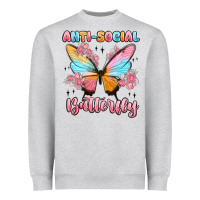 Heather Grey anti social butterfly Heavyweight Sweatshirt - MaliasSmallBusiness