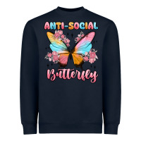 Navy anti social butterfly Heavyweight Sweatshirt - MaliasSmallBusiness
