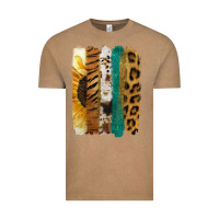 Vintage Coffee Leopard Sunflower Brush Strokes Vintage Tee - Jasminsmagicworld