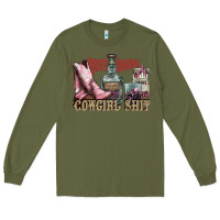 Army Green busy doing cowgirl shit liquor boots cigarette Long Sleeve Tee - NancyCooperArtShop
