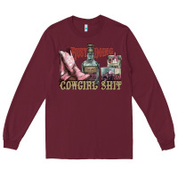 Burgundy busy doing cowgirl shit liquor boots cigarette Long Sleeve Tee - NancyCooperArtShop