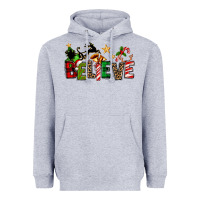 Heather Grey christmas believe Heavyweight Hoodie - texasbilliewilder