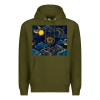 Army Green evil eye moon Premium Hoodie - TumblerDesignByShophia