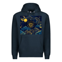 Navy evil eye moon Premium Hoodie - TumblerDesignByShophia