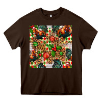 Chocolate Brown christmas leopard chicken Heavy Core Tee - FaDigitalArtStudio